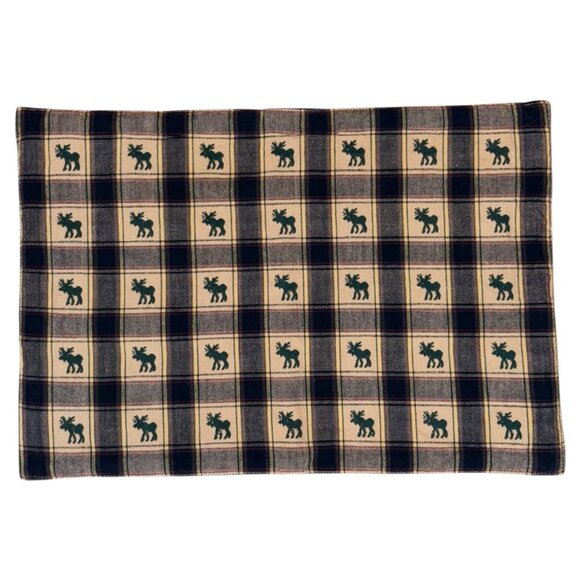 Park Designs Embroidered Moose Placemats Set of 4 Northern Exposure Print Plaid - Picture 3 of 9